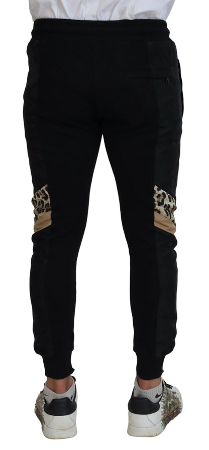 Dolce &amp; Gabbana Black Polyester Skinny Jogger Men Pants