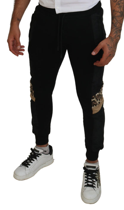 Dolce &amp; Gabbana Black Polyester Skinny Jogger Men Pants