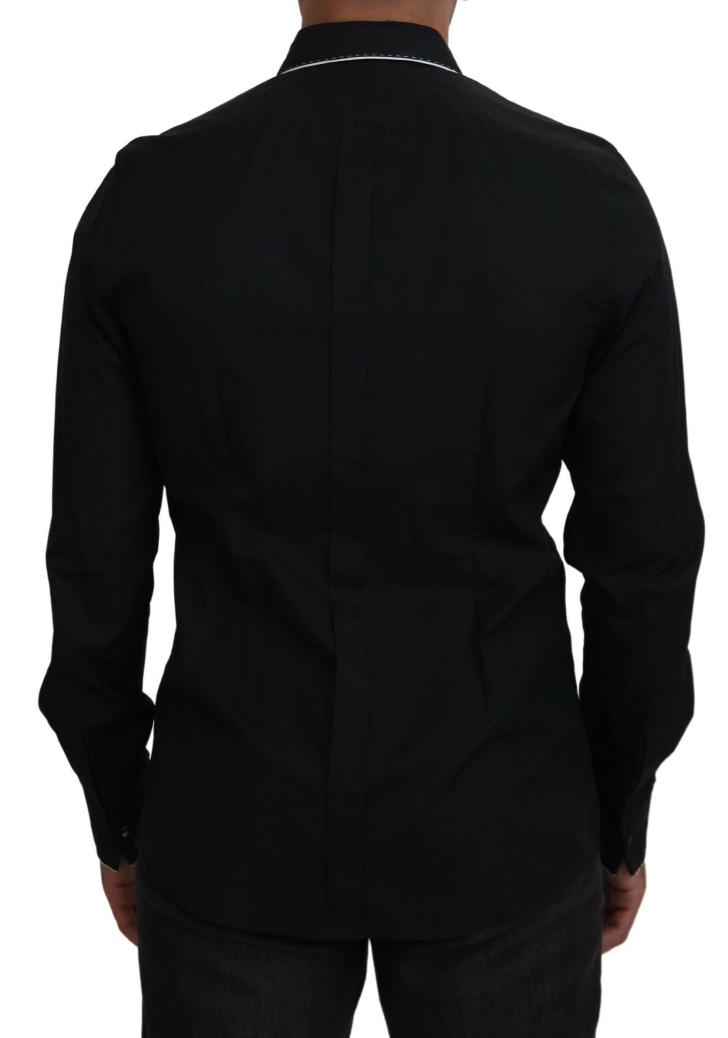 Dolce &amp;amp; Gabbana GULD Svart Slim Fit Bomullsskjorta i Smoking
