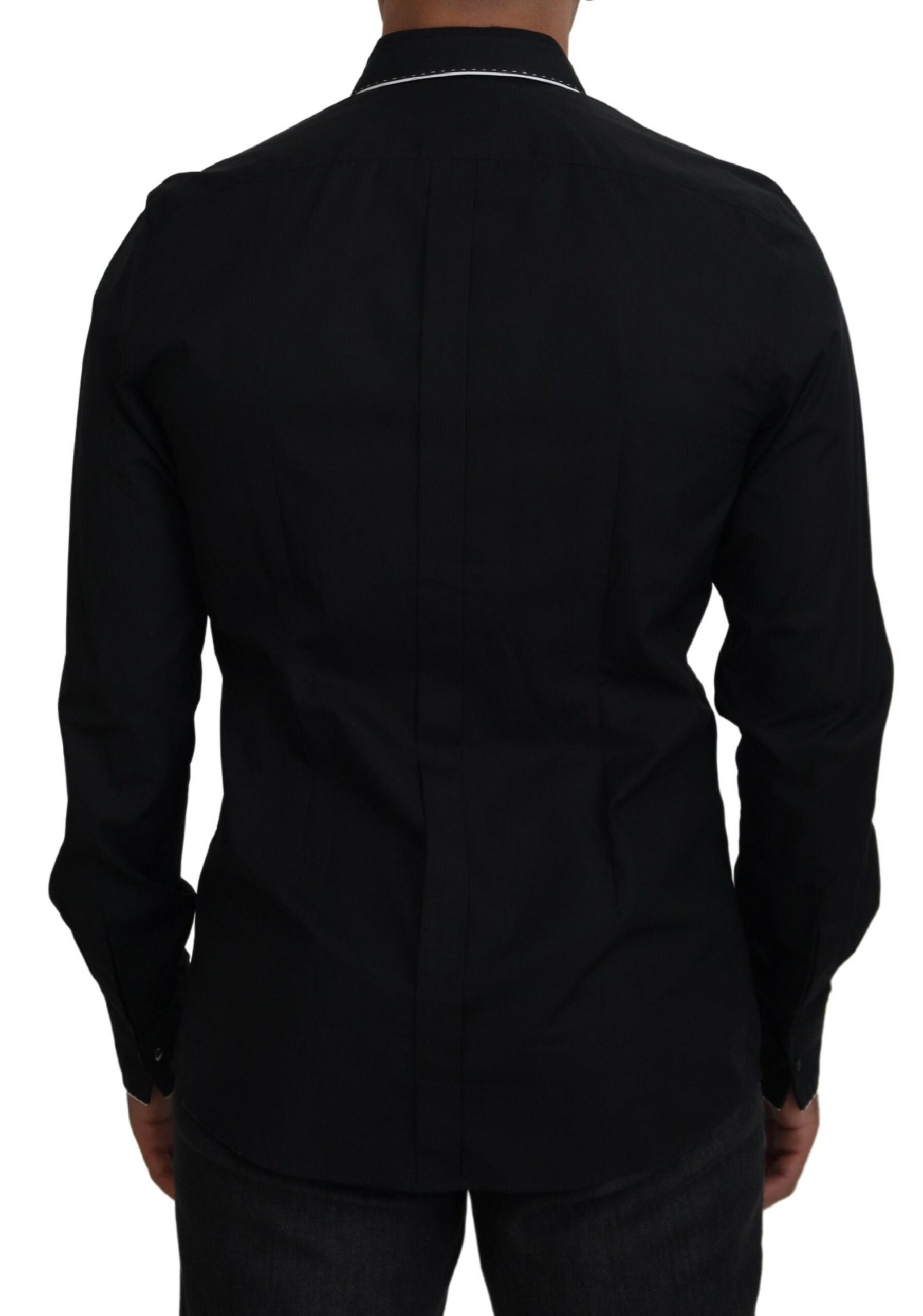 Dolce &amp;amp; Gabbana GULD Svart Slim Fit Bomullsskjorta i Smoking