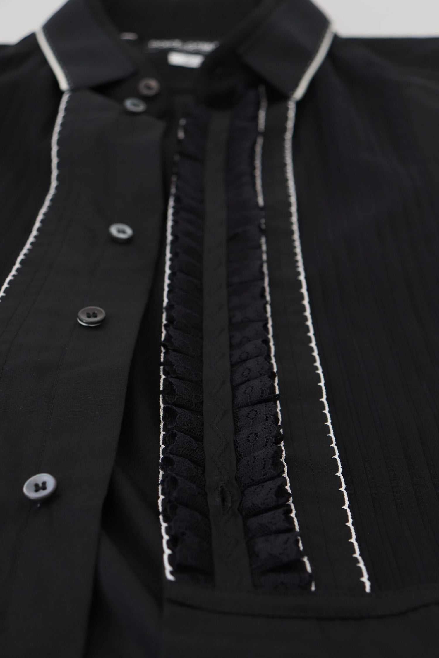 Dolce &amp;amp; Gabbana GULD Svart Slim Fit Bomullsskjorta i Smoking