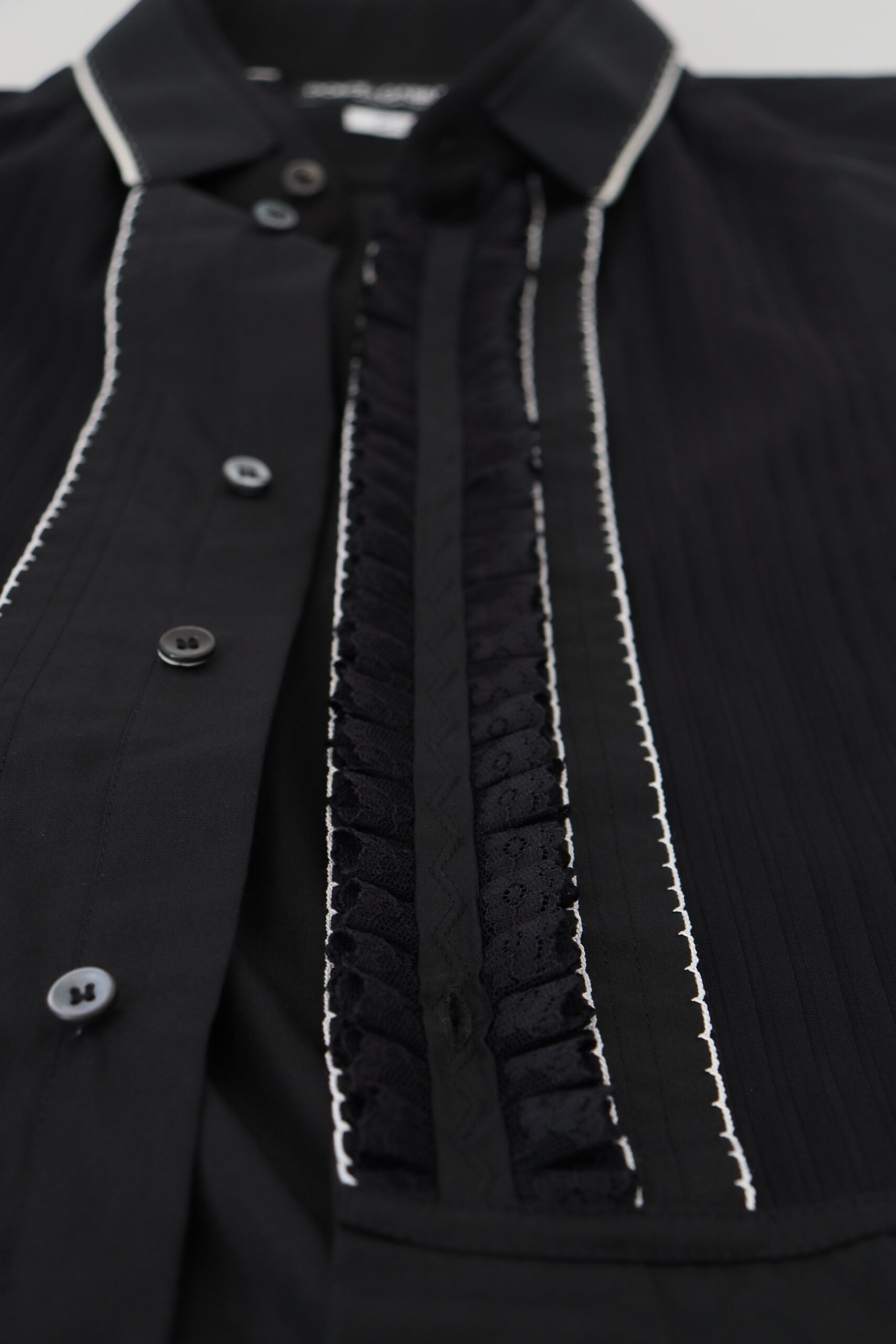 Dolce &amp;amp; Gabbana GULD Svart Slim Fit Bomullsskjorta i Smoking