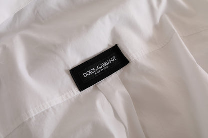 Dolce &amp;amp; Gabbana Vit Logotyp Bomull Casual Långärmad Skjorta