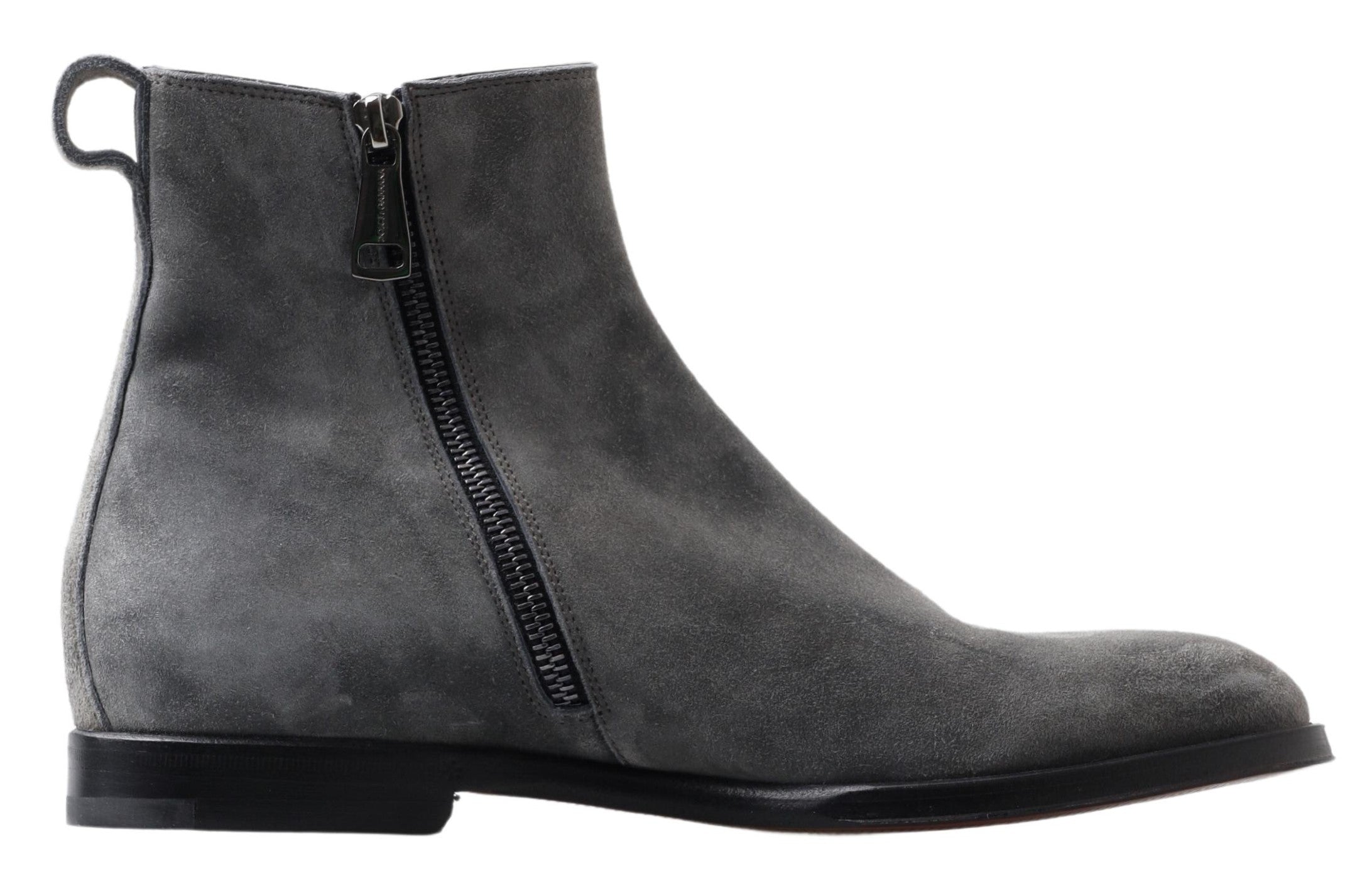 Dolce &amp; Gabbana Gray Leather Men Ankle Boots Shoes