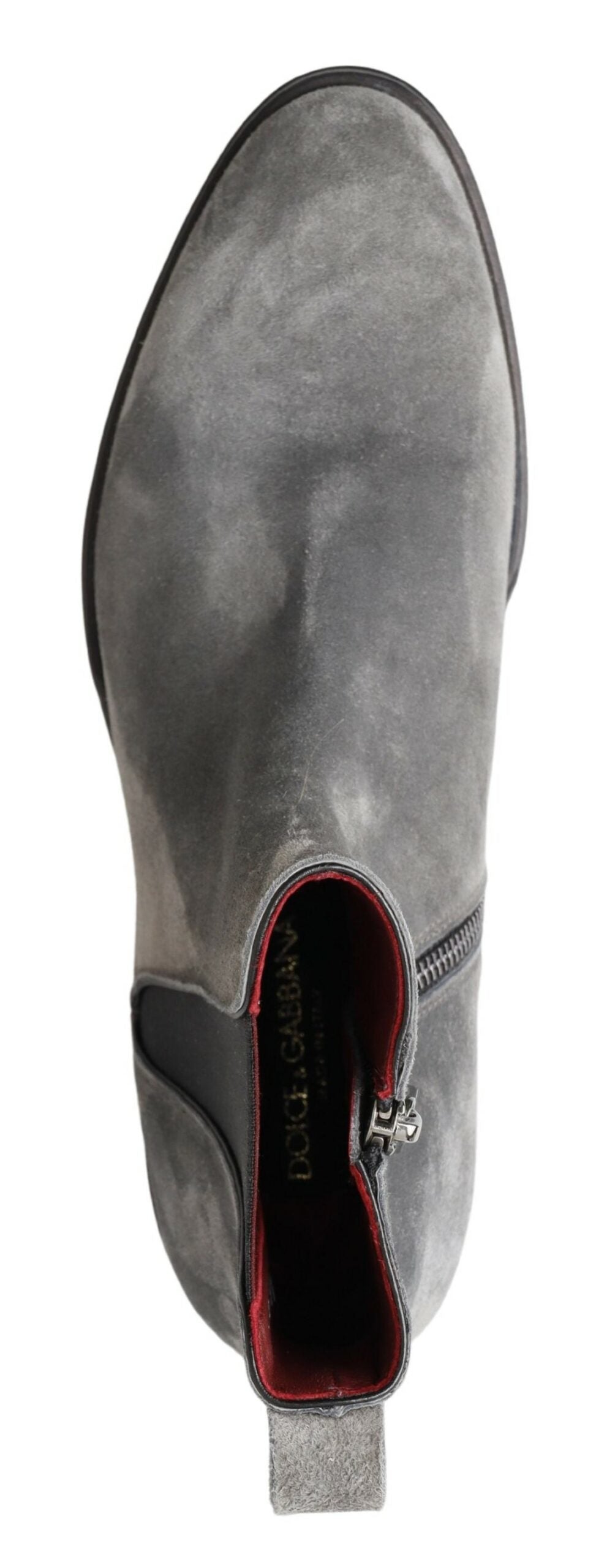 Dolce &amp; Gabbana Gray Leather Men Ankle Boots Shoes