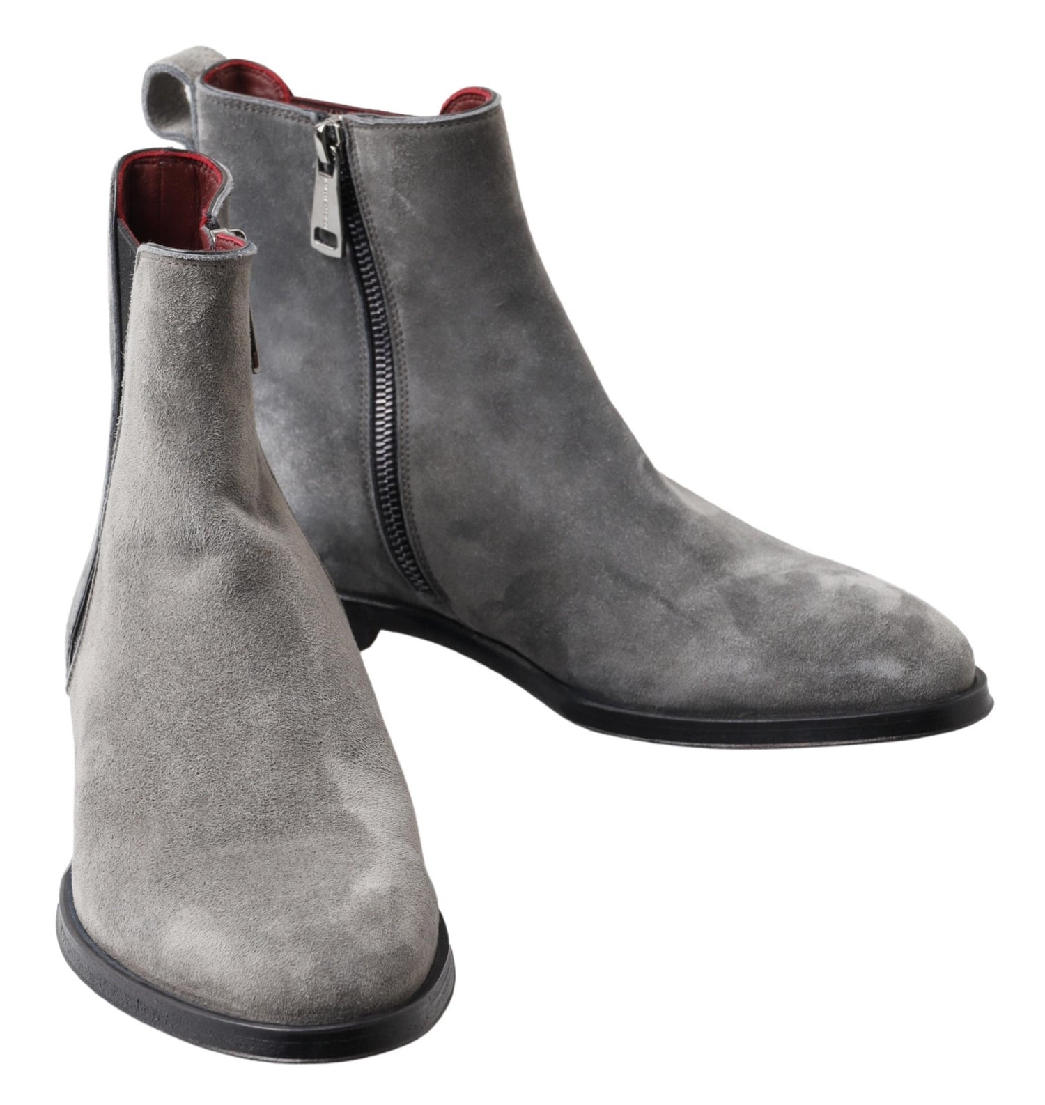 Dolce &amp; Gabbana Gray Leather Men Ankle Boots Shoes