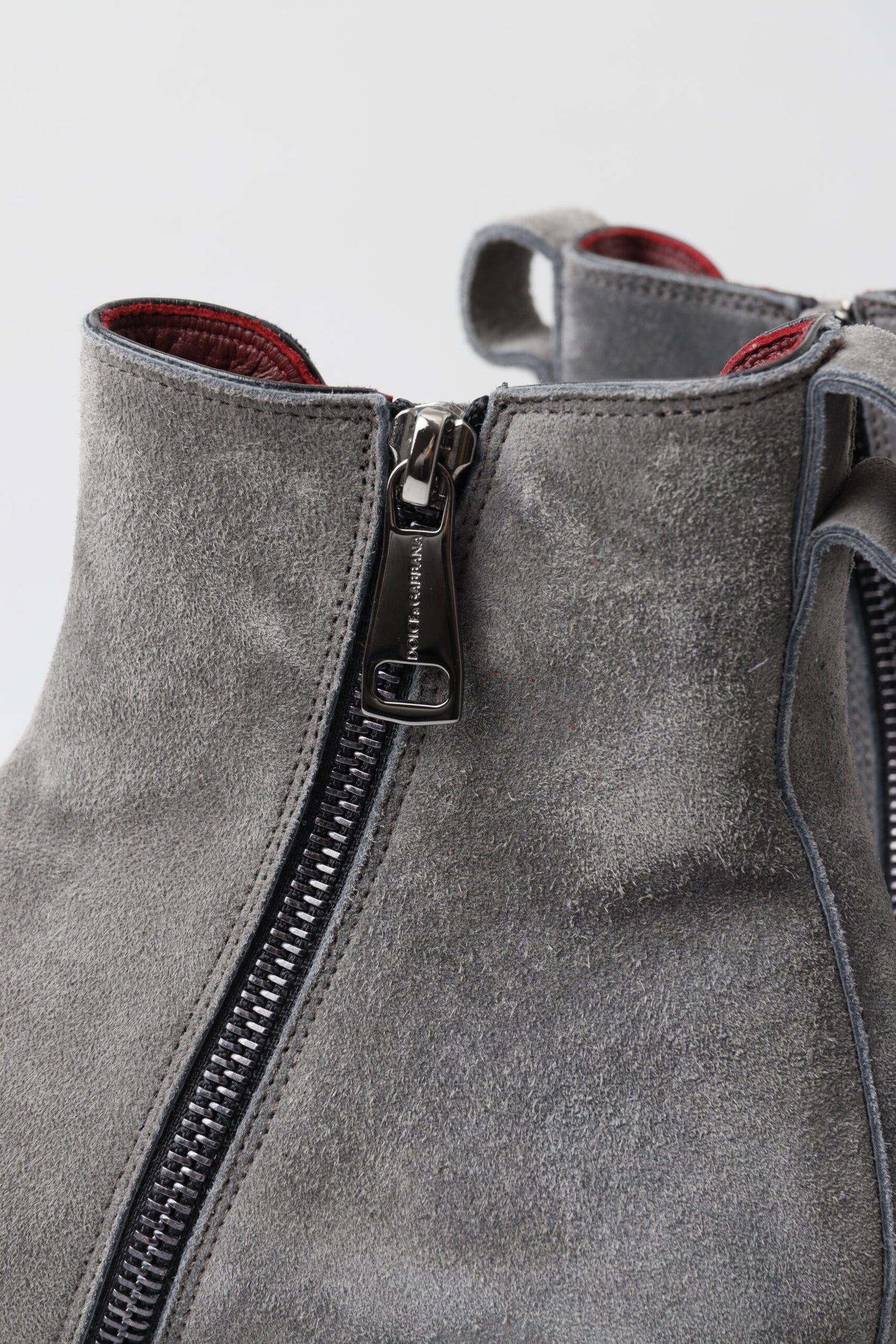 Dolce &amp; Gabbana Gray Leather Men Ankle Boots Shoes