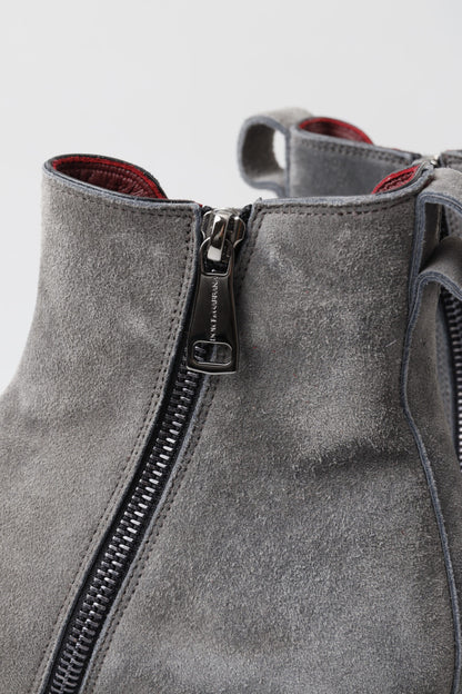 Dolce &amp; Gabbana Gray Leather Men Ankle Boots Shoes