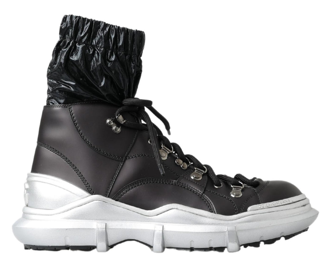 Dolce &amp; Gabbana Black Nylon Galileo High Top Sneakers Shoes