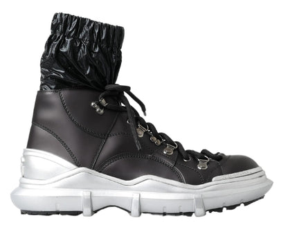 Dolce &amp;amp; Gabbana Svarta Nylon Galileo Höga Sneakers Skor