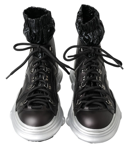 Dolce &amp;amp; Gabbana Svarta Nylon Galileo Höga Sneakers Skor
