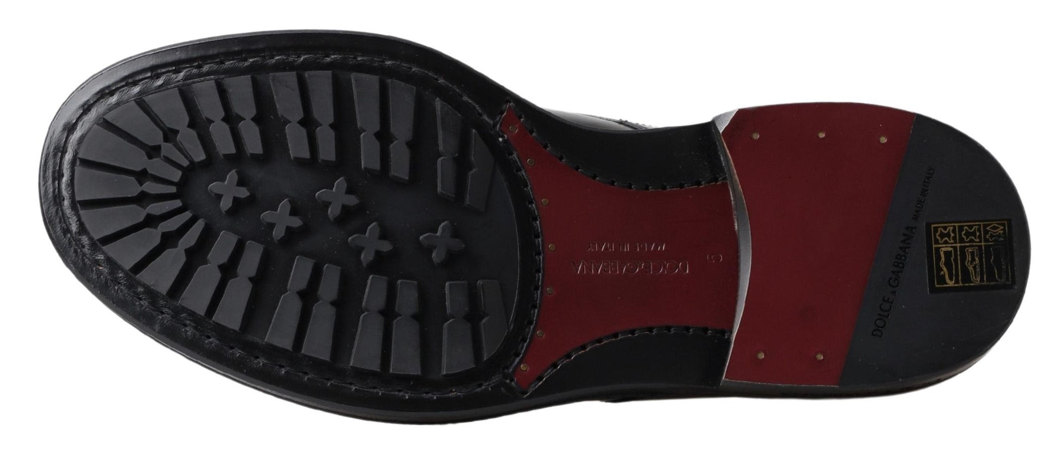 Dolce &amp; Gabbana Black Leather Men Short Boots Lace Up Shoes