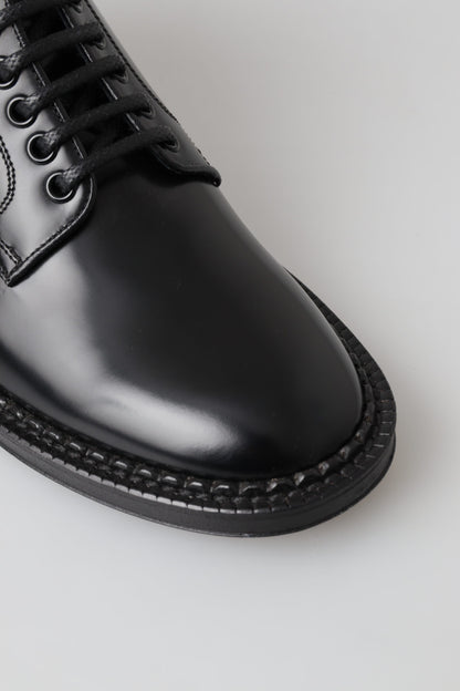 Dolce &amp; Gabbana Black Leather Men Short Boots Lace Up Shoes