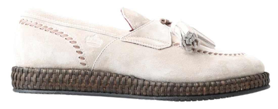 Dolce &amp; Gabbana Ivory Suede Leather Men Espadrille Shoes