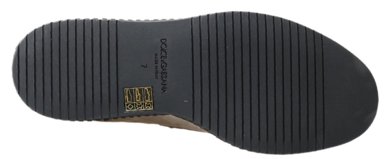 Dolce &amp; Gabbana Ivory Suede Leather Men Espadrille Shoes