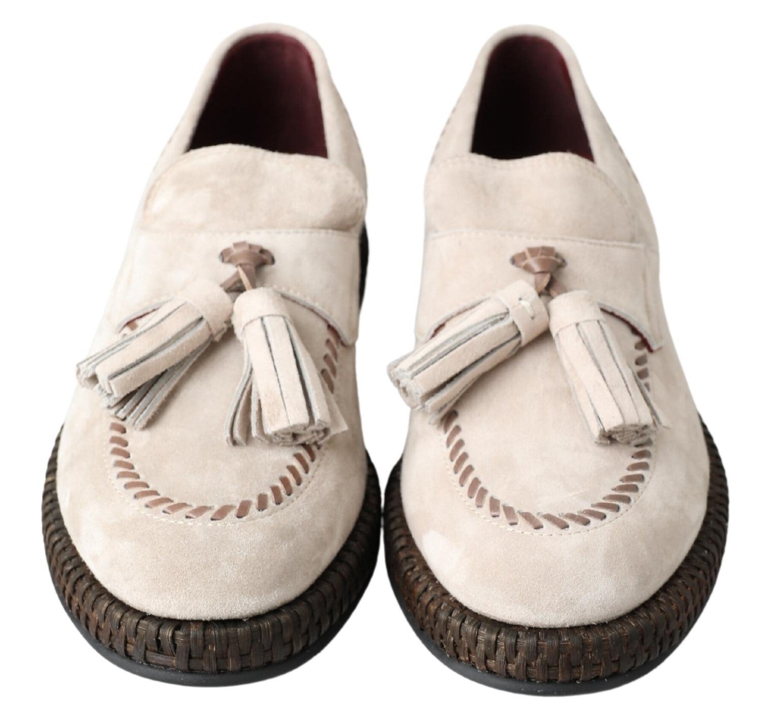Dolce &amp; Gabbana Ivory Suede Leather Men Espadrille Shoes
