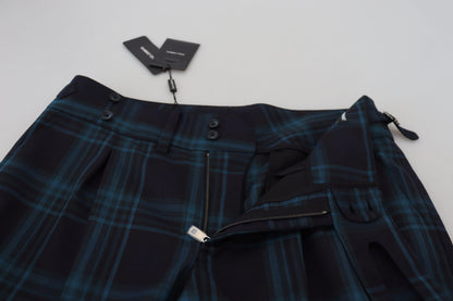 Dolce &amp; Gabbana Blue Purple Plaid Wool Trousers Pants