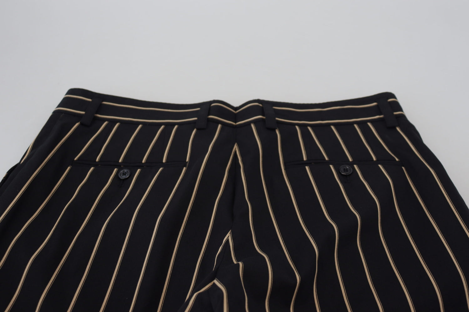 Dolce &amp;amp; Gabbana Svarta Beige Randiga Bomullsbyxor i Stretch
