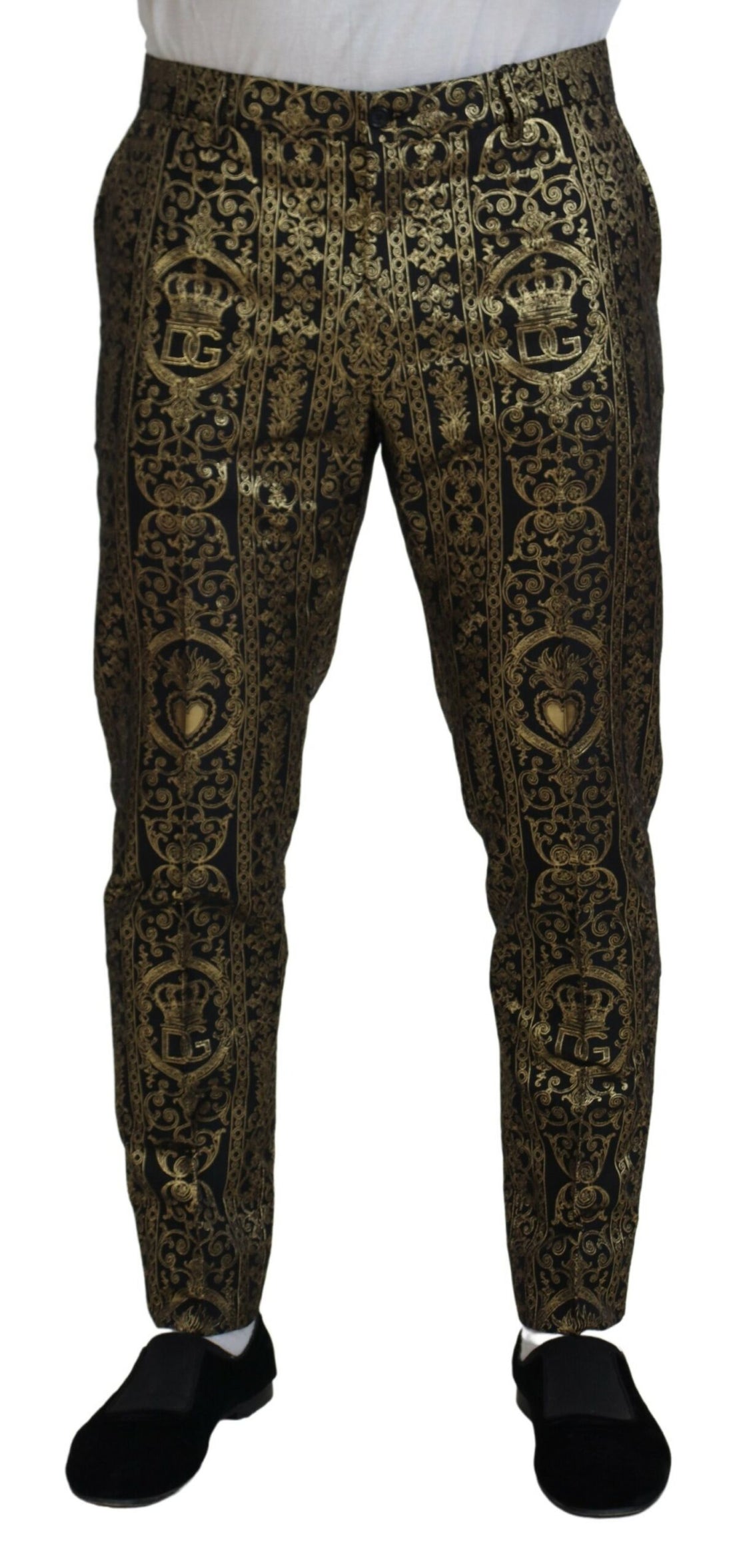 Dolce &amp;amp; Gabbana Svarta Guldfärgade Jacquardklänningar Byxor