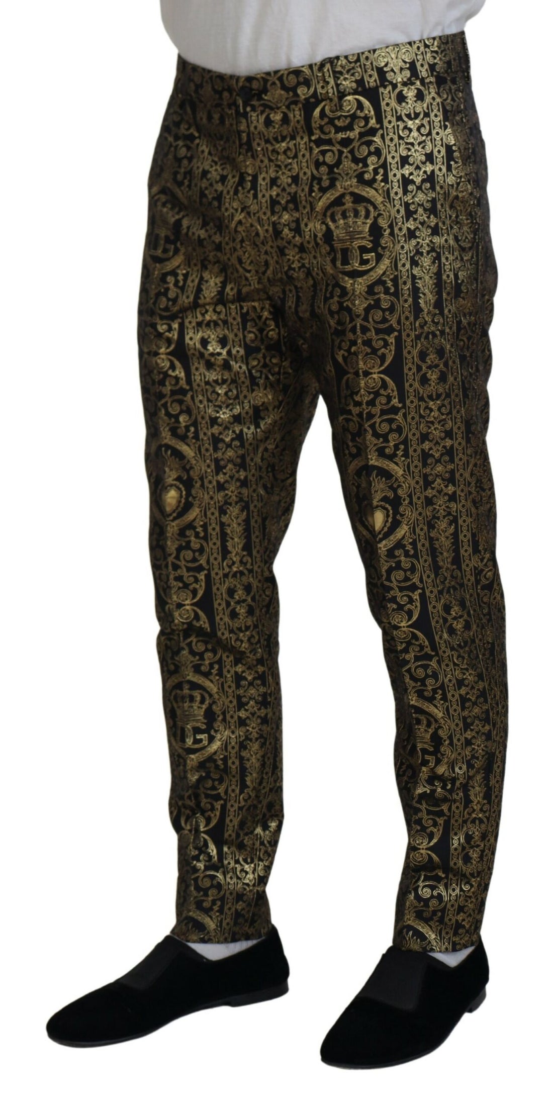 Dolce &amp;amp; Gabbana Svarta Guldfärgade Jacquardklänningar Byxor