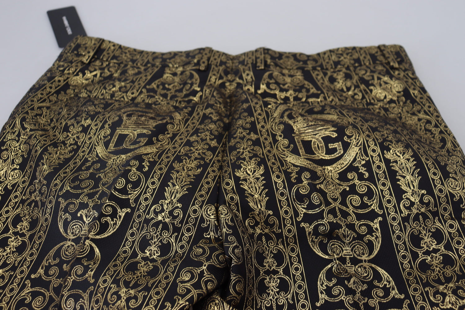 Dolce &amp; Gabbana Black Gold Jacquard Dress Trouser Pants