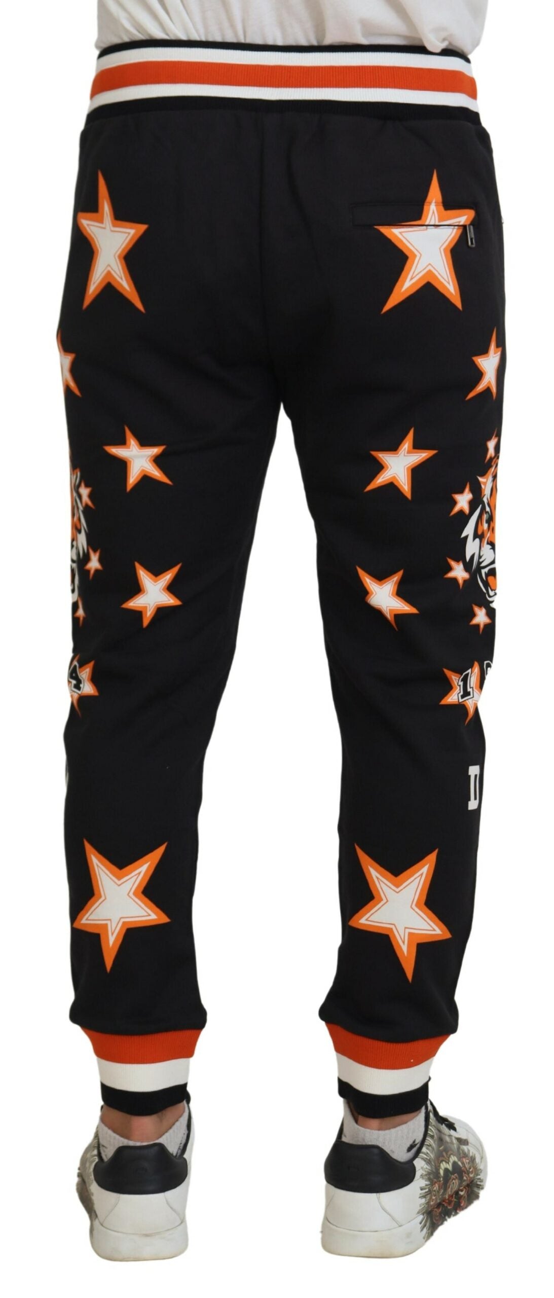 Dolce &amp; Gabbana Black Orange Star Trousers Sport Pants