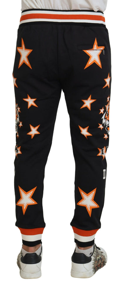 Dolce &amp; Gabbana Black Orange Star Trousers Sport Pants