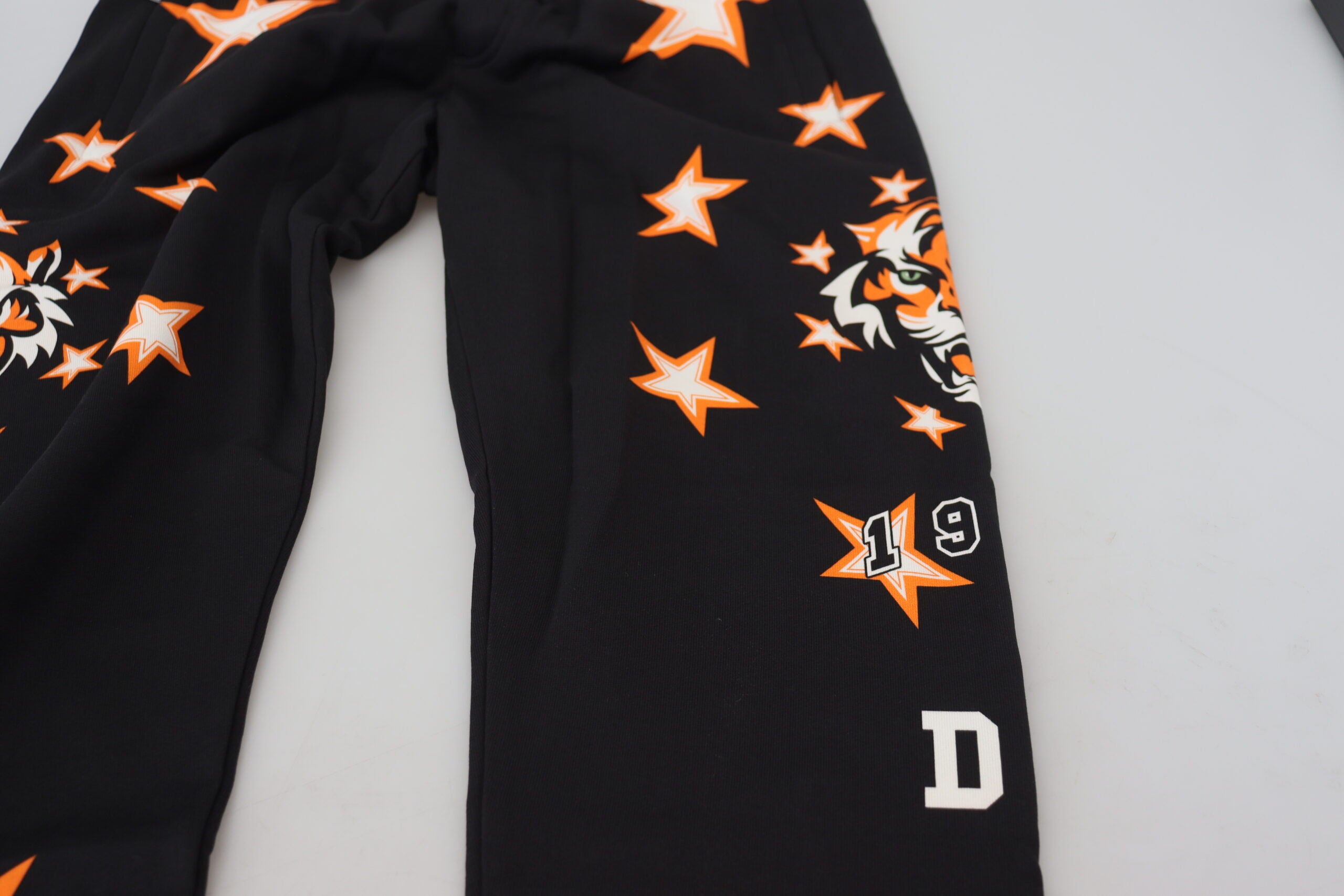 Dolce &amp; Gabbana Black Orange Star Trousers Sport Pants