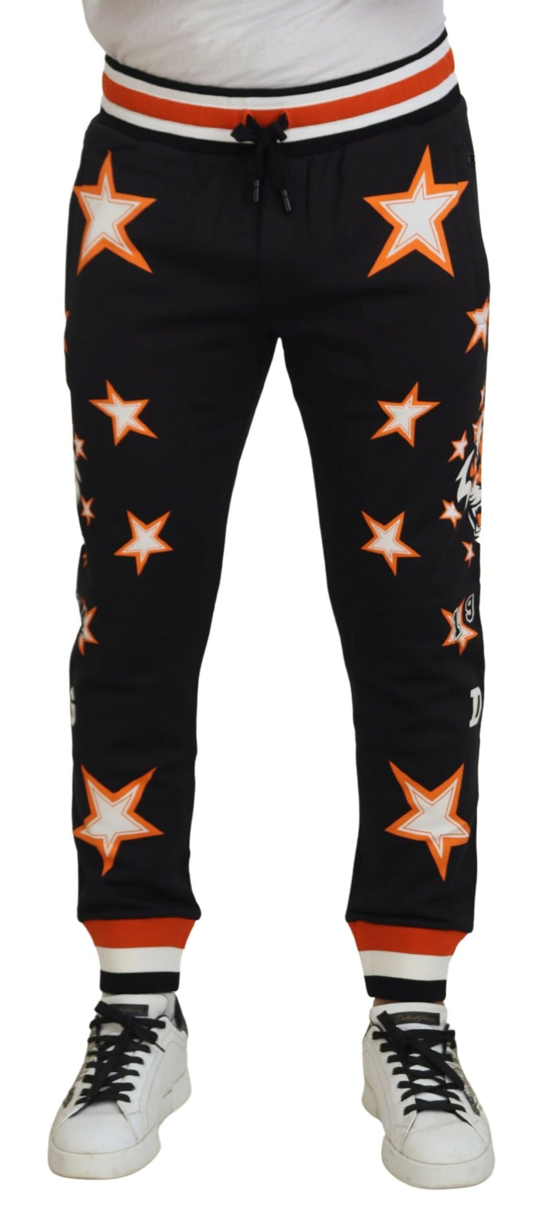 Dolce &amp;amp; Gabbana Svarta Orange Stjärnbyxor Sportbyxor