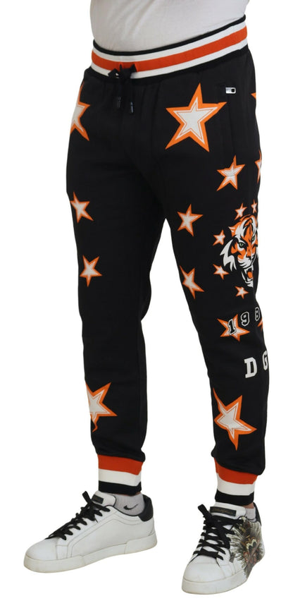 Dolce &amp; Gabbana Black Orange Star Trousers Sport Pants