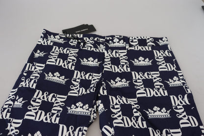 Dolce &amp;amp; Gabbana Blå Logotyptryckta Bomullschinoshorts