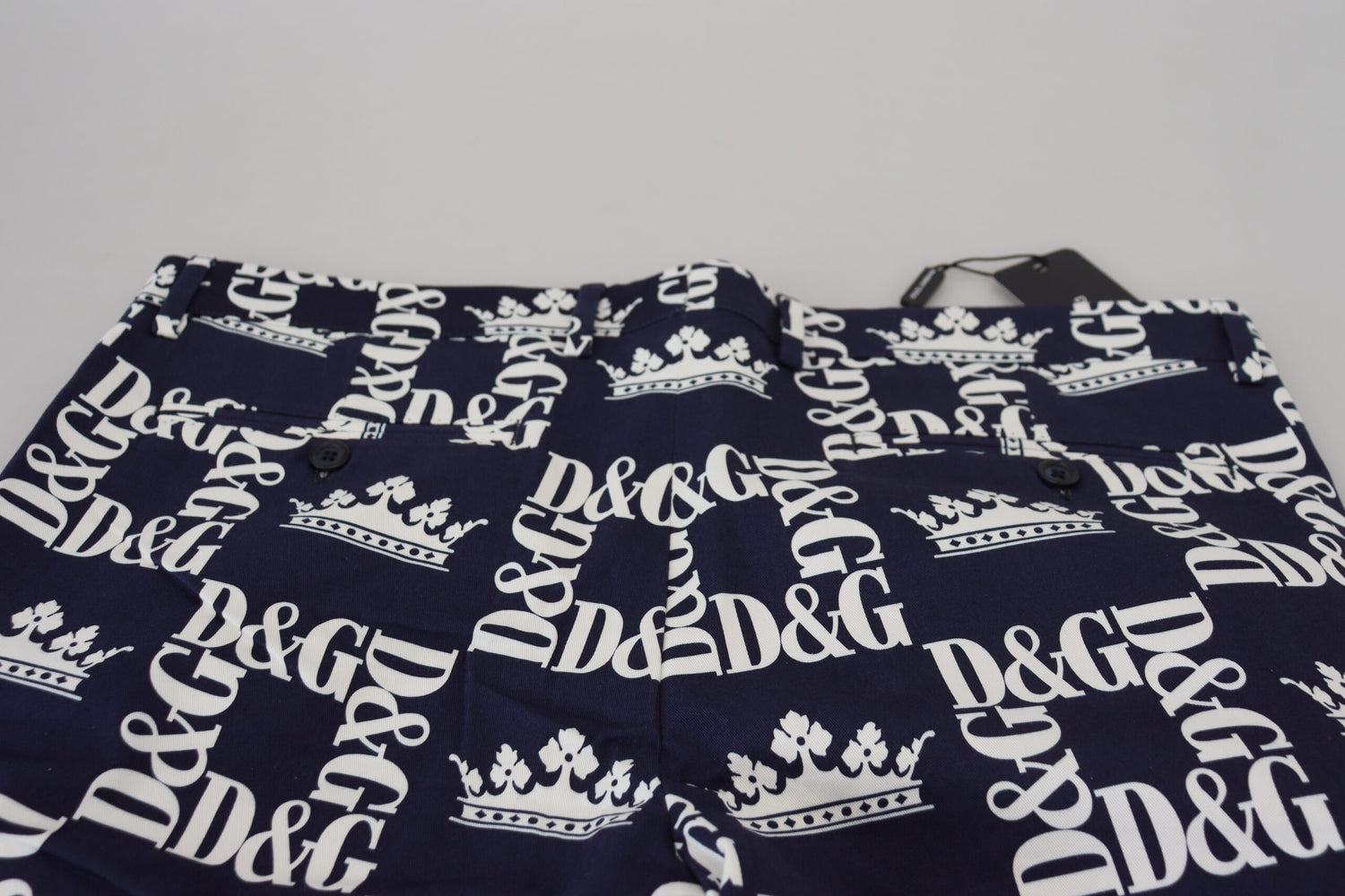 Dolce &amp;amp; Gabbana Blå Logotyptryckta Bomullschinoshorts