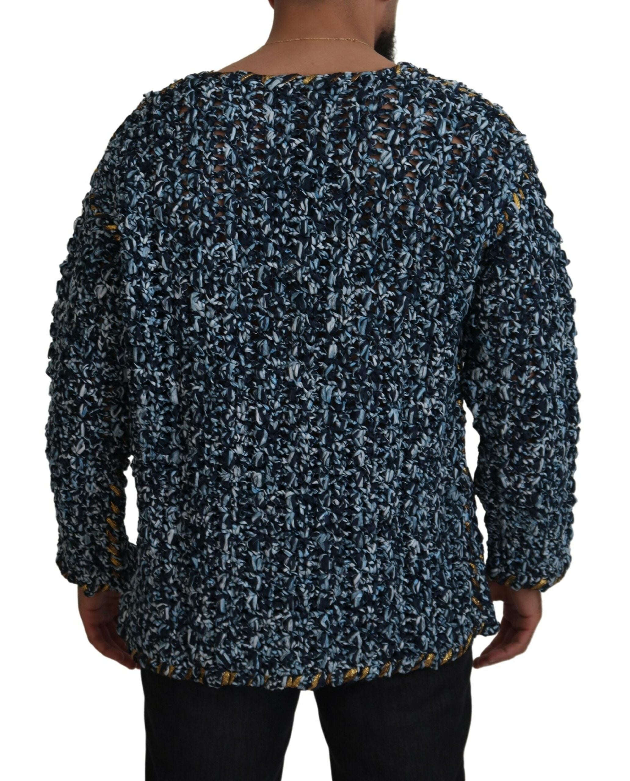 Dolce &amp; Gabbana Blue Button Cardigan Fatto A Mano Sweater