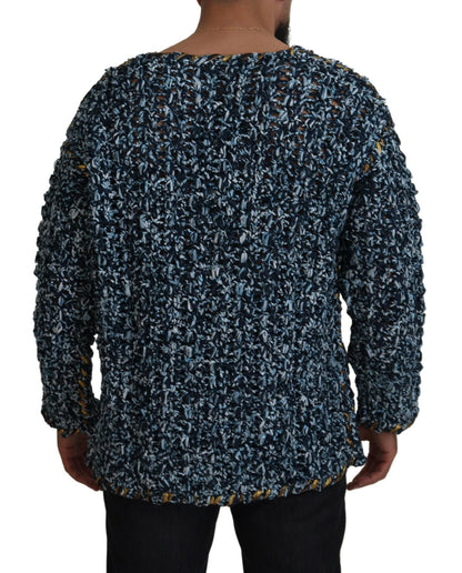 Dolce &amp; Gabbana Blue Button Cardigan Fatto A Mano Sweater
