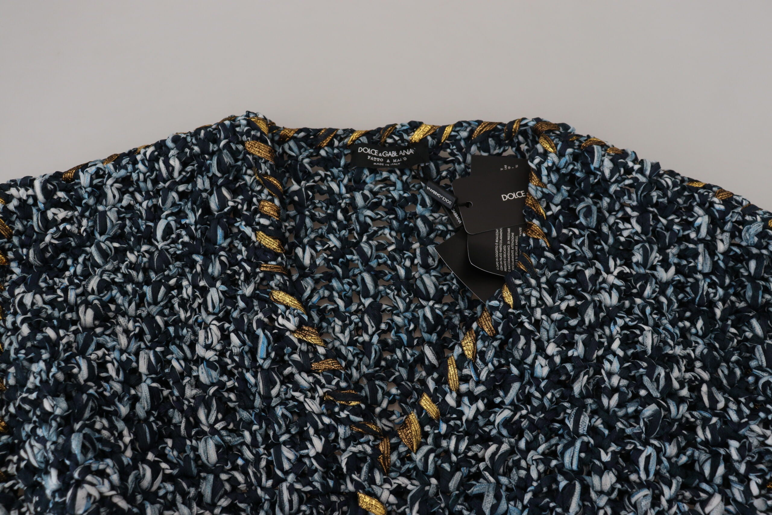 Dolce &amp; Gabbana Blue Button Cardigan Fatto A Mano Sweater