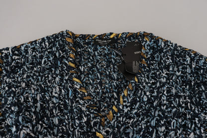 Dolce &amp; Gabbana Blue Button Cardigan Fatto A Mano Sweater