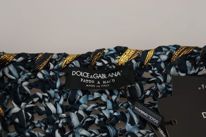 Dolce &amp; Gabbana Blue Button Cardigan Fatto A Mano Sweater