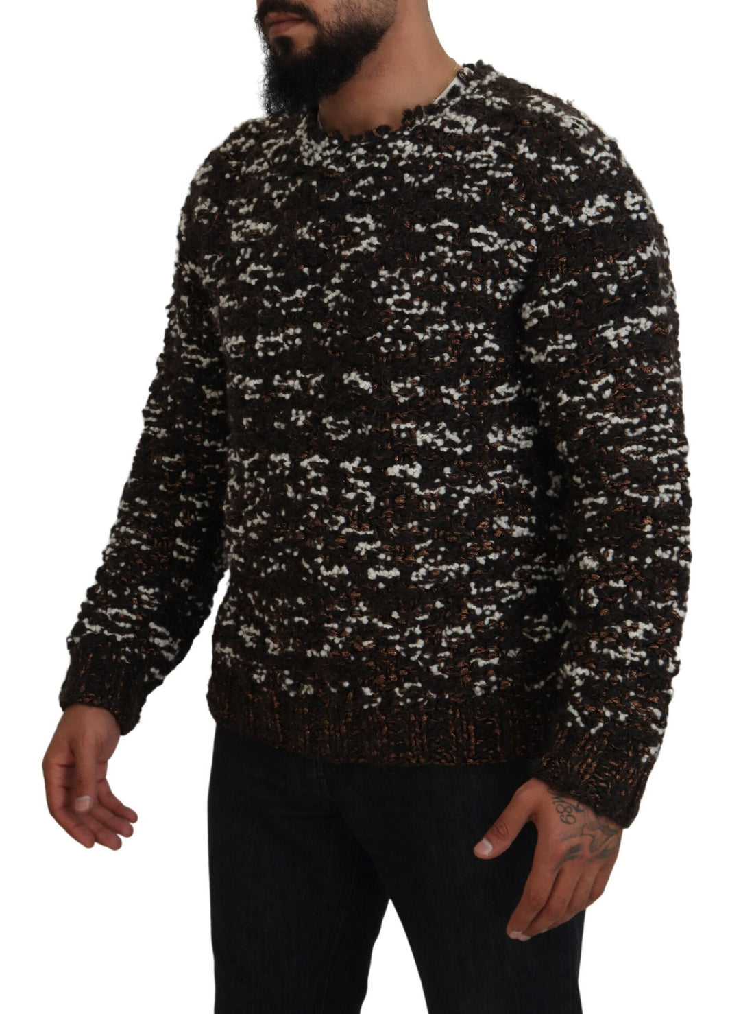 Dolce &amp; Gabbana Brown Knitted Wool Fatto A Mano Sweater