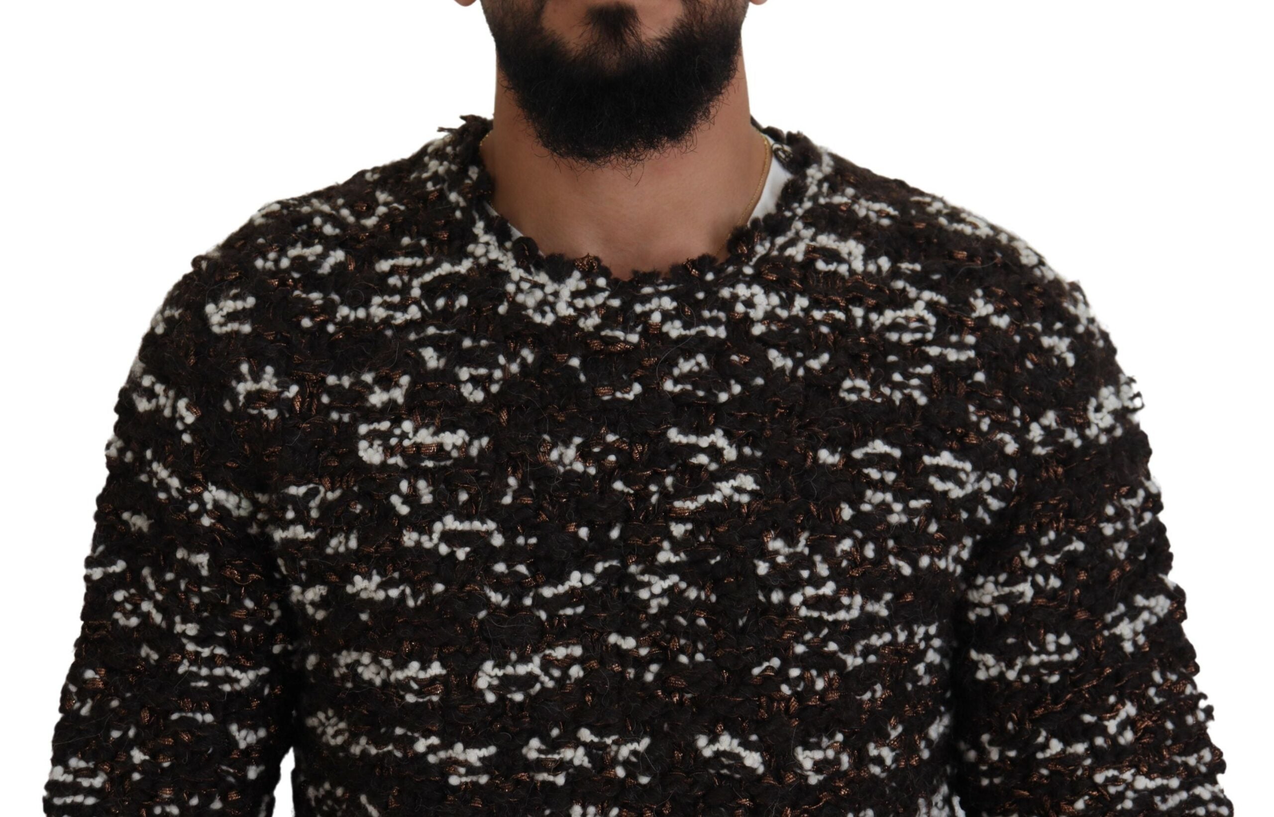 Dolce &amp; Gabbana Brown Knitted Wool Fatto A Mano Sweater