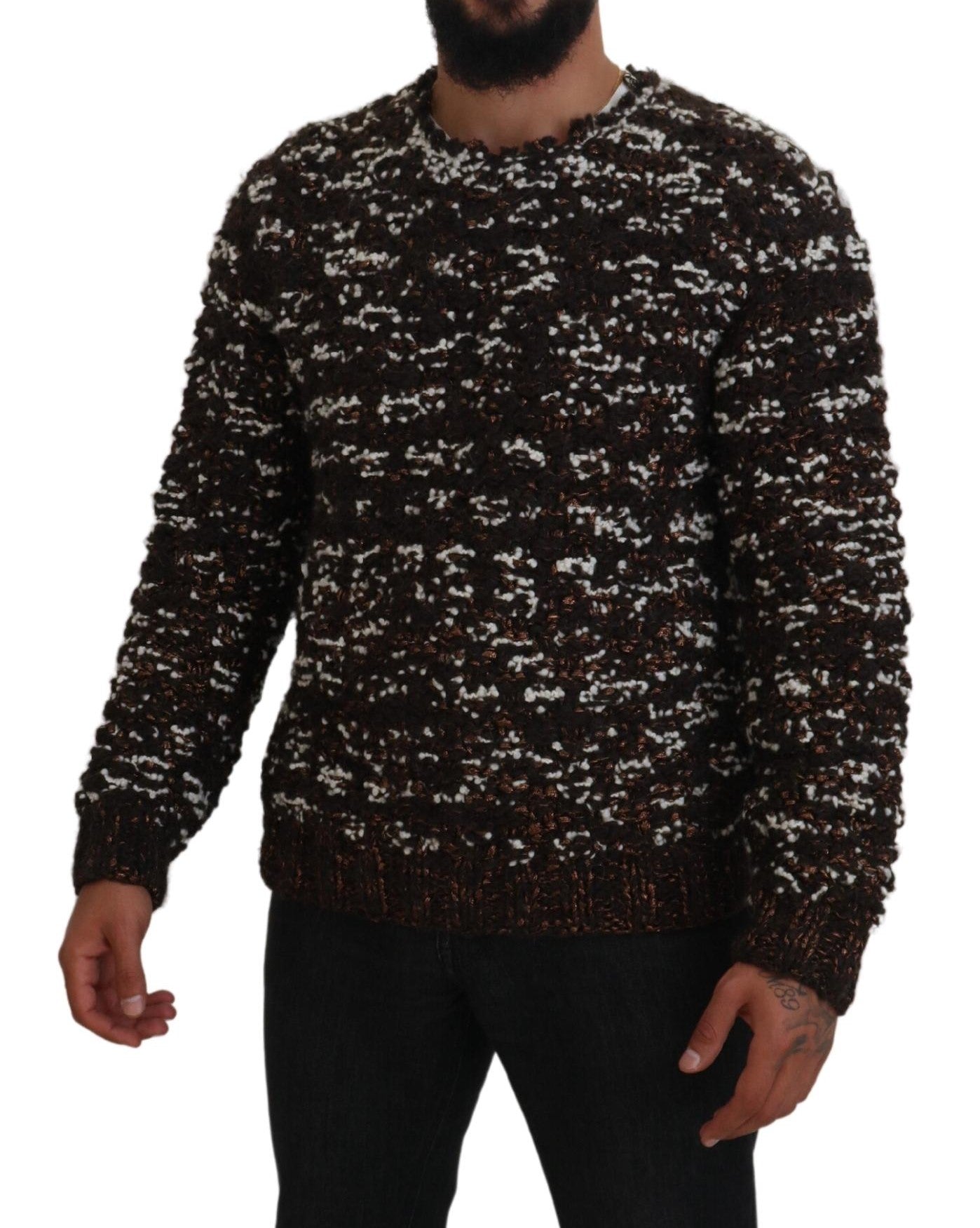 Dolce &amp; Gabbana Brown Knitted Wool Fatto A Mano Sweater