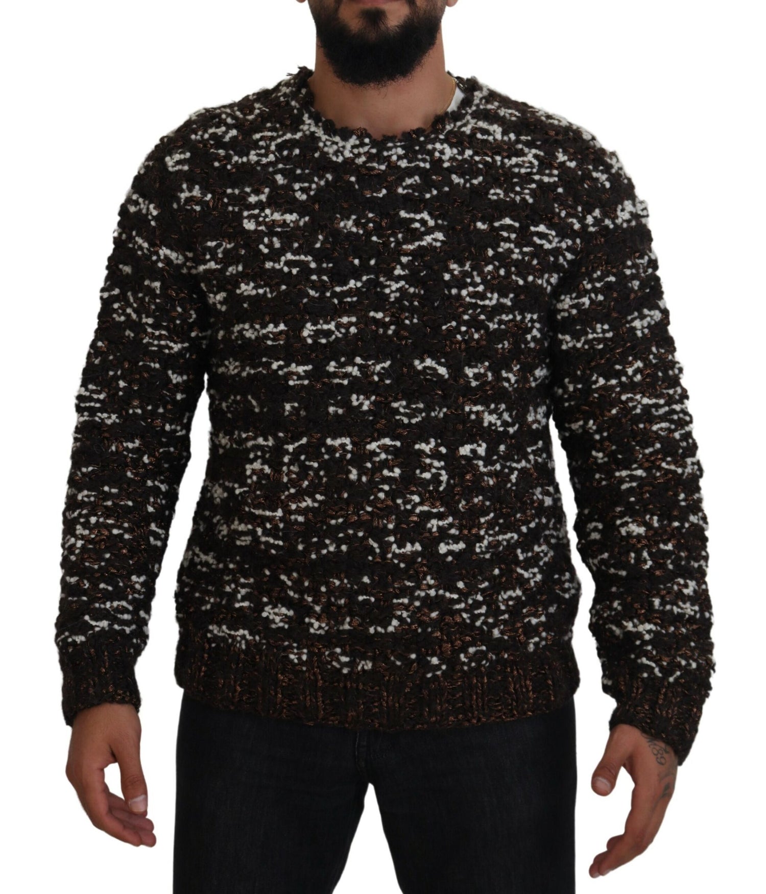 Dolce &amp; Gabbana Brown Knitted Wool Fatto A Mano Sweater