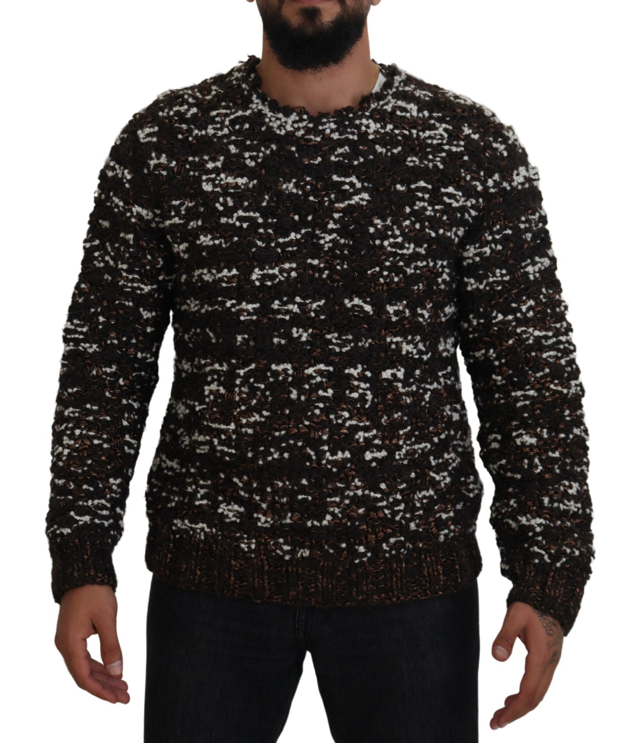Dolce &amp; Gabbana Brown Knitted Wool Fatto A Mano Sweater