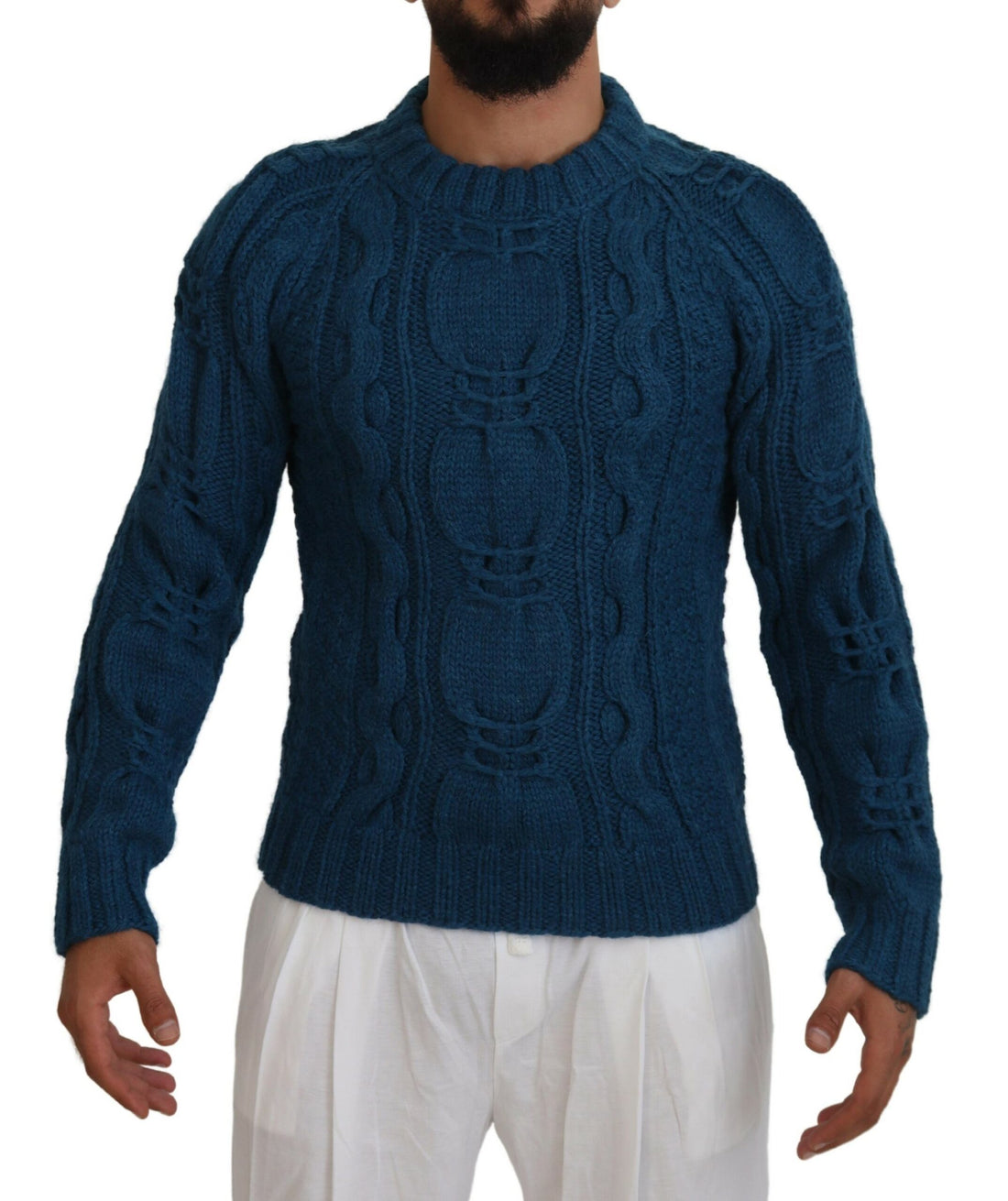 Dolce &amp; Gabbana Blue Knitted Wool Alpaca Pullover Sweater
