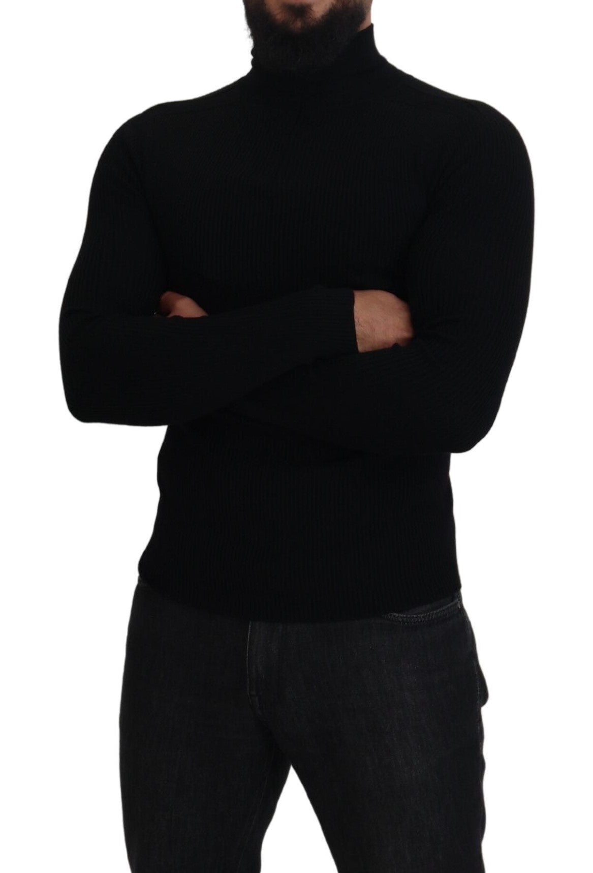 Dolce &amp; Gabbana Black Half Zip Turtleneck Pullover Sweater