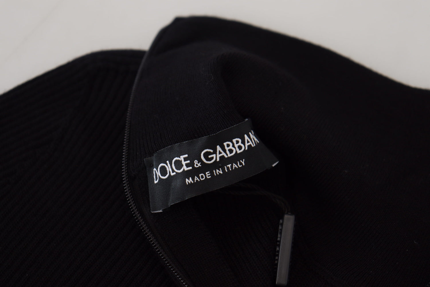 Dolce &amp; Gabbana Black Half Zip Turtleneck Pullover Sweater