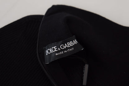 Dolce &amp; Gabbana Black Half Zip Turtleneck Pullover Sweater