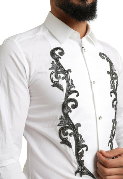 Dolce &amp;amp; Gabbana Vit Smokingskjorta med Slim Fit Barock