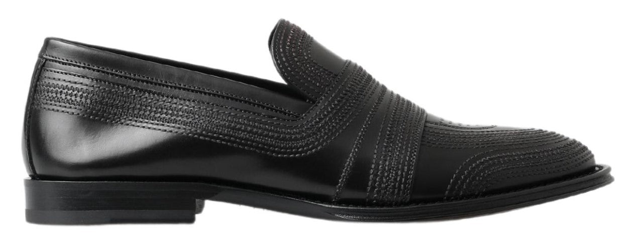 Dolce &amp;amp; Gabbana svarta läderloafers med sömmar