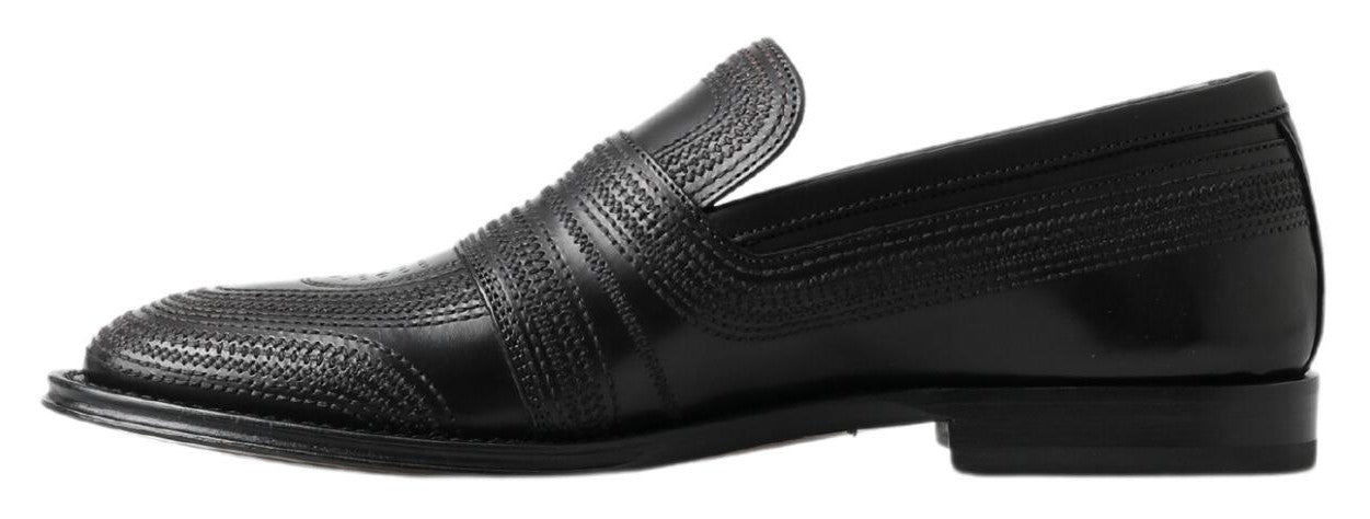 Dolce &amp;amp; Gabbana svarta läderloafers med sömmar