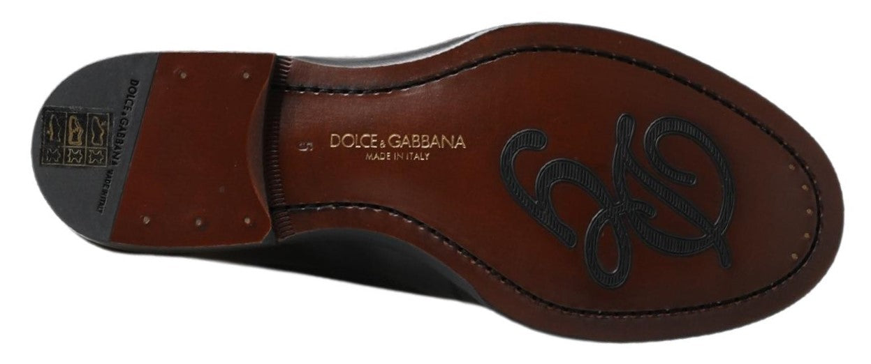 Dolce &amp;amp; Gabbana svarta läderloafers med sömmar